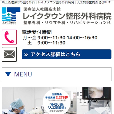 レイクタウン整形外科病院 埼玉県越谷市 越谷のレイクタウン整形外科病院のWEBサイト
